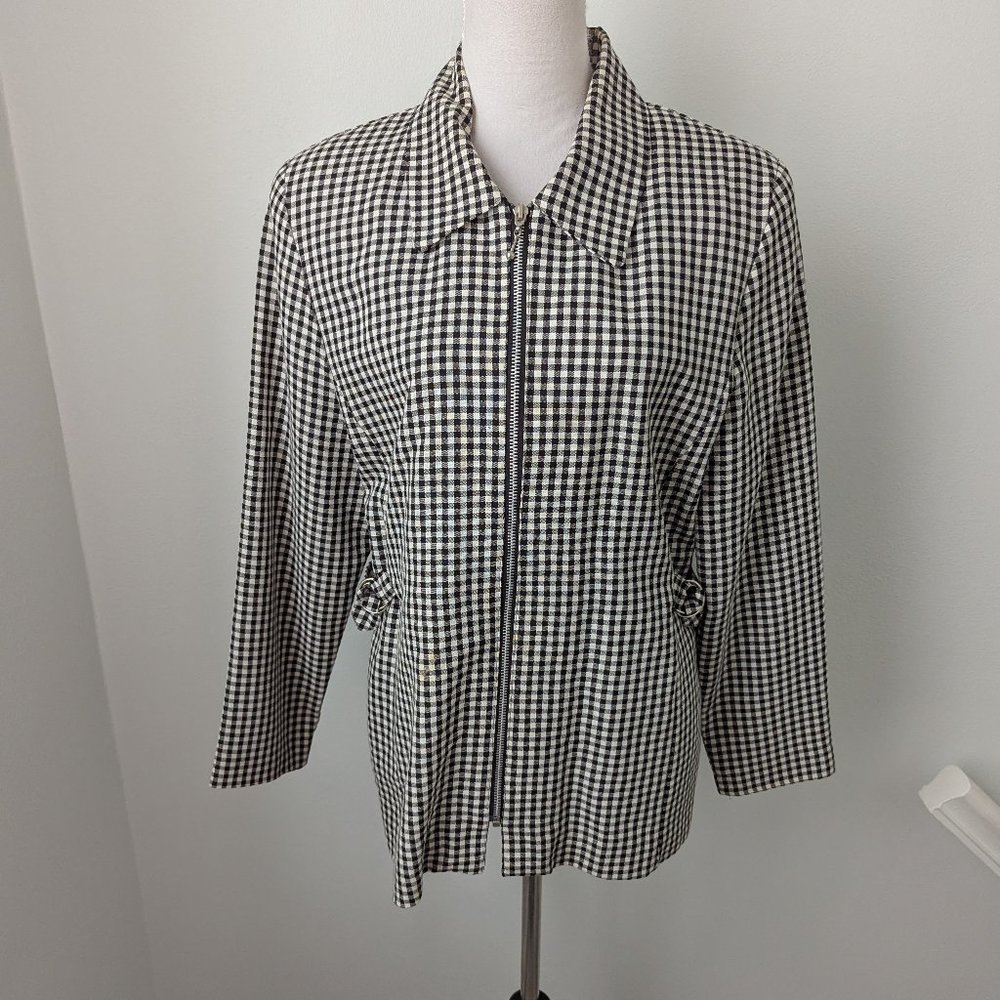 Ellen Ashley Black & White Checkered Zip Up Jacket